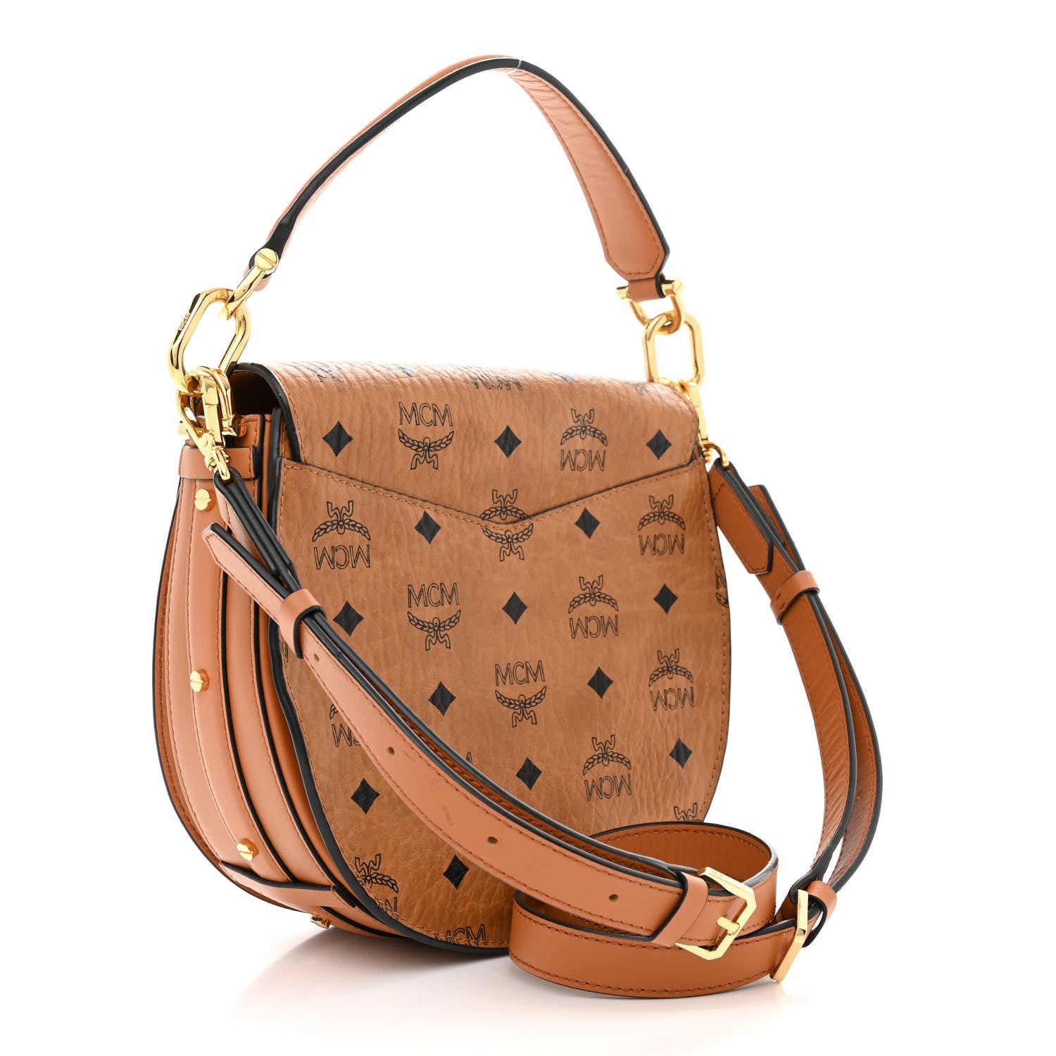 MCM Visetos Small Patricia Saddle Bag Cognac 3 of 11