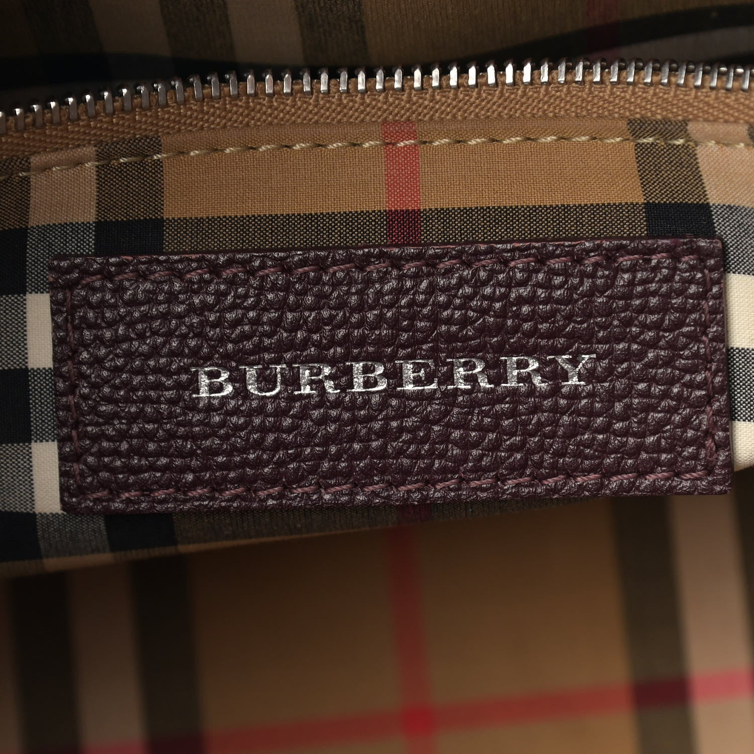 Burberry Derby Calfskin House Check Small Banner Tote Mahogany Red 6 of 21