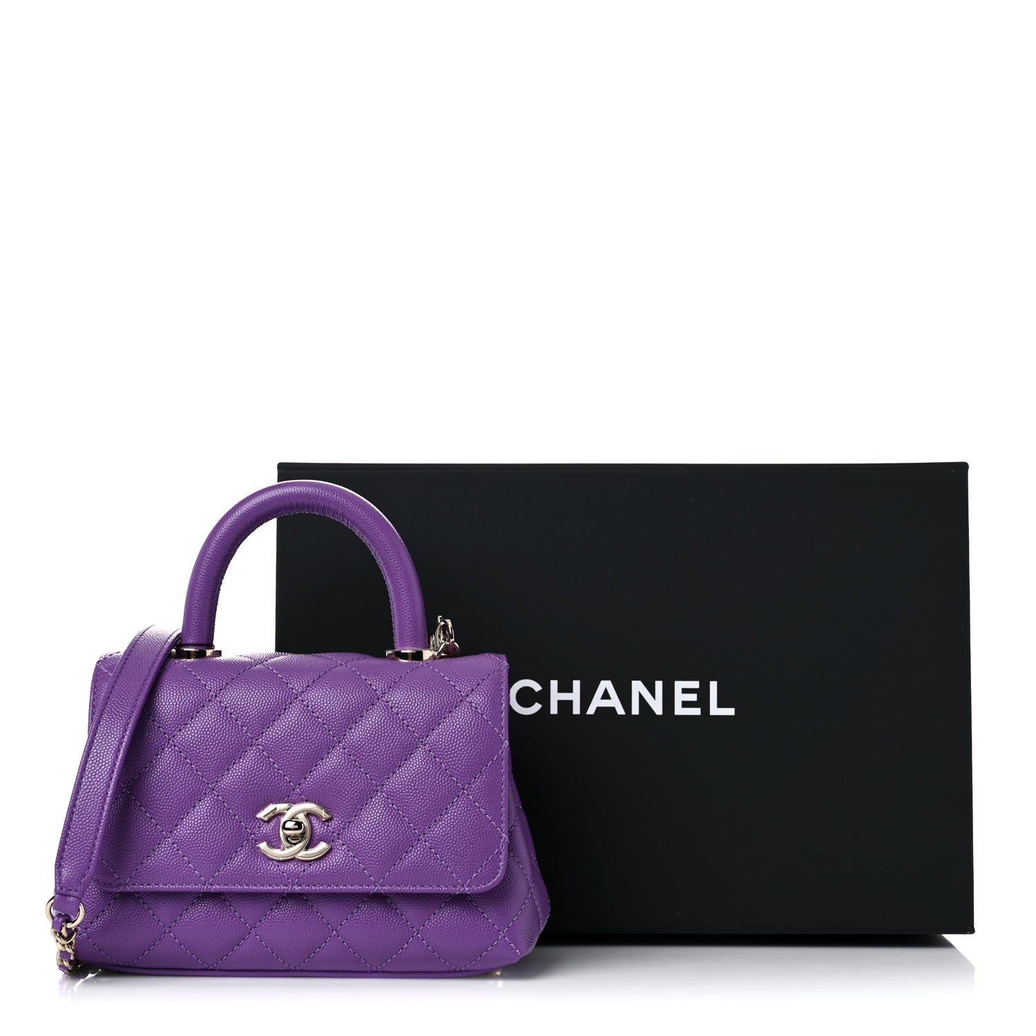 Chanel Caviar Quilted Extra Mini Coco Handle Flap Purple 10 of 10