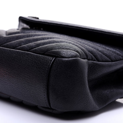 Saint Laurent Sheepskin Matelasse Chevron Monogram Medium College Bag Black 7 of 11