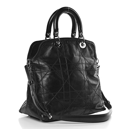 Christian Dior Lambskin Cannage Medium Granville Tote Black 4 of 17