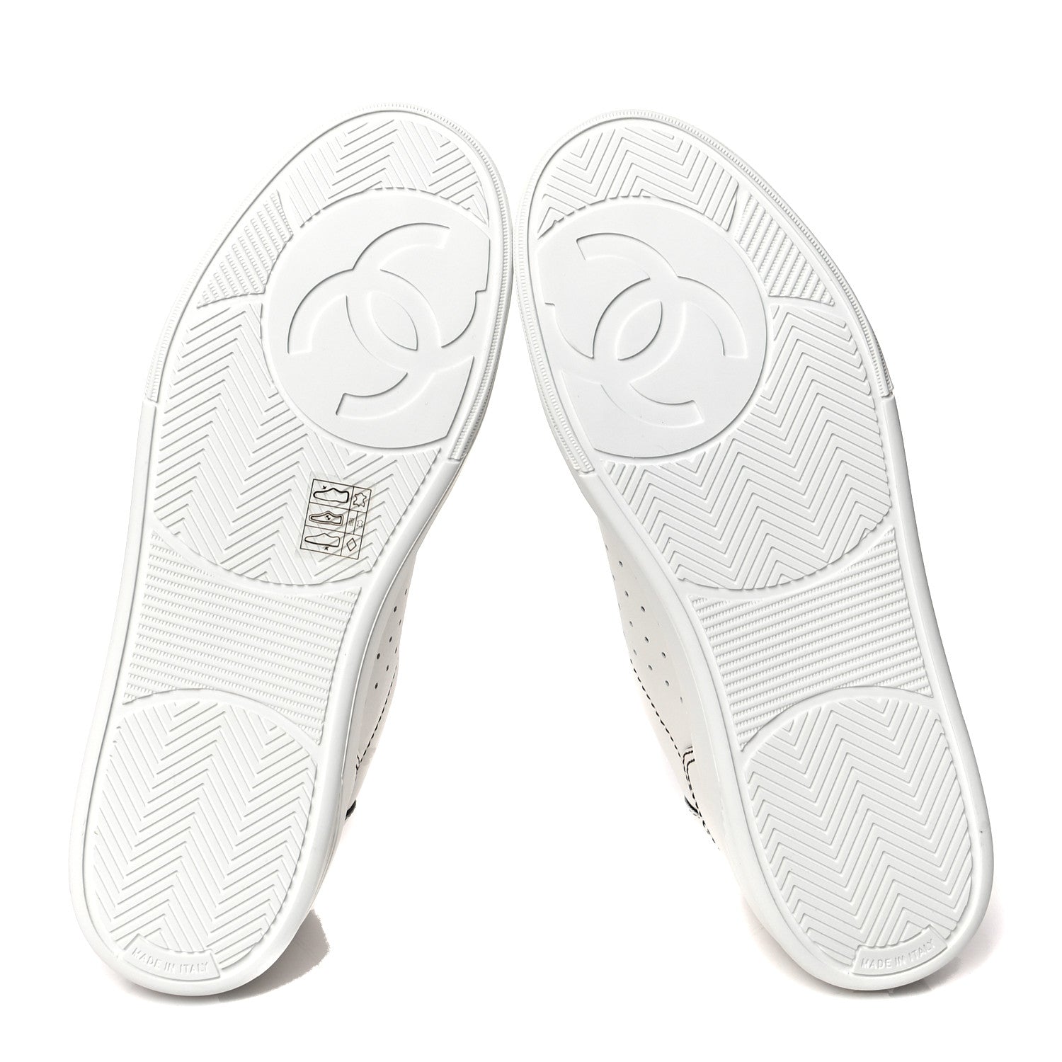 Chanel Calfskin Womens Logo Sneakers 39.5 White Black 5 of 8