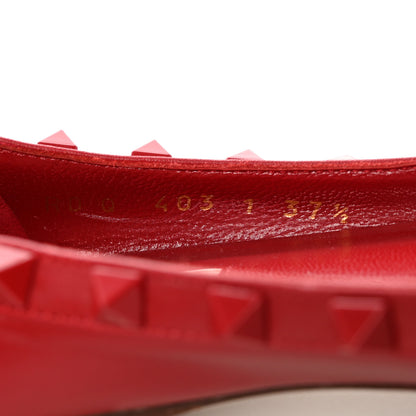 Valentino Garavani Calfskin Lacquered Monochrome Rockstud Ballerina Flats 37.5 Rosso Valentino 8 of 15