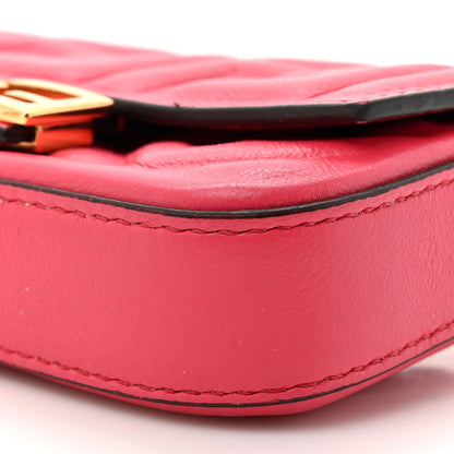 Fendi Nappa Matisse FF Embossed Nano Baguette Charm Lampone 10 of 15