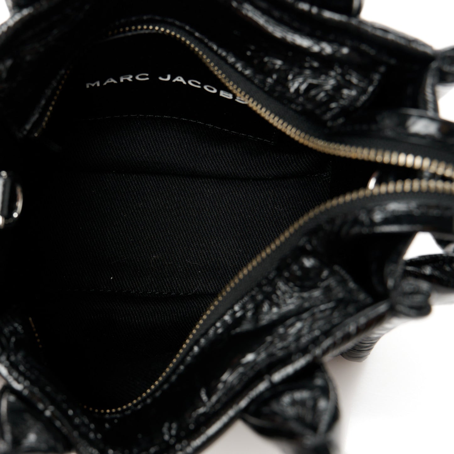 Shiny Crinkled Calfskin Mini The Tote Bag Black