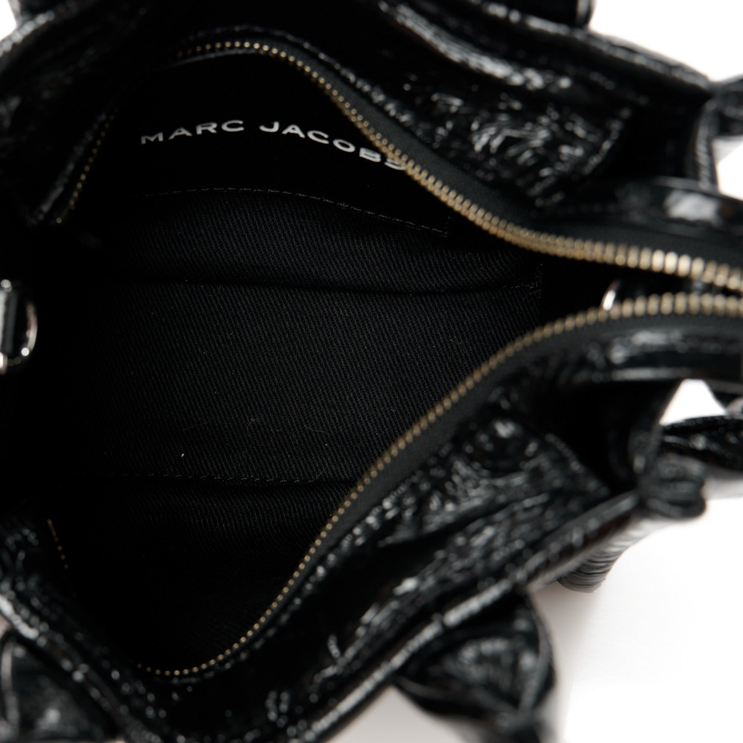 Marc Jacobs Shiny Crinkled Calfskin Mini The Tote Bag Black 5 of 11