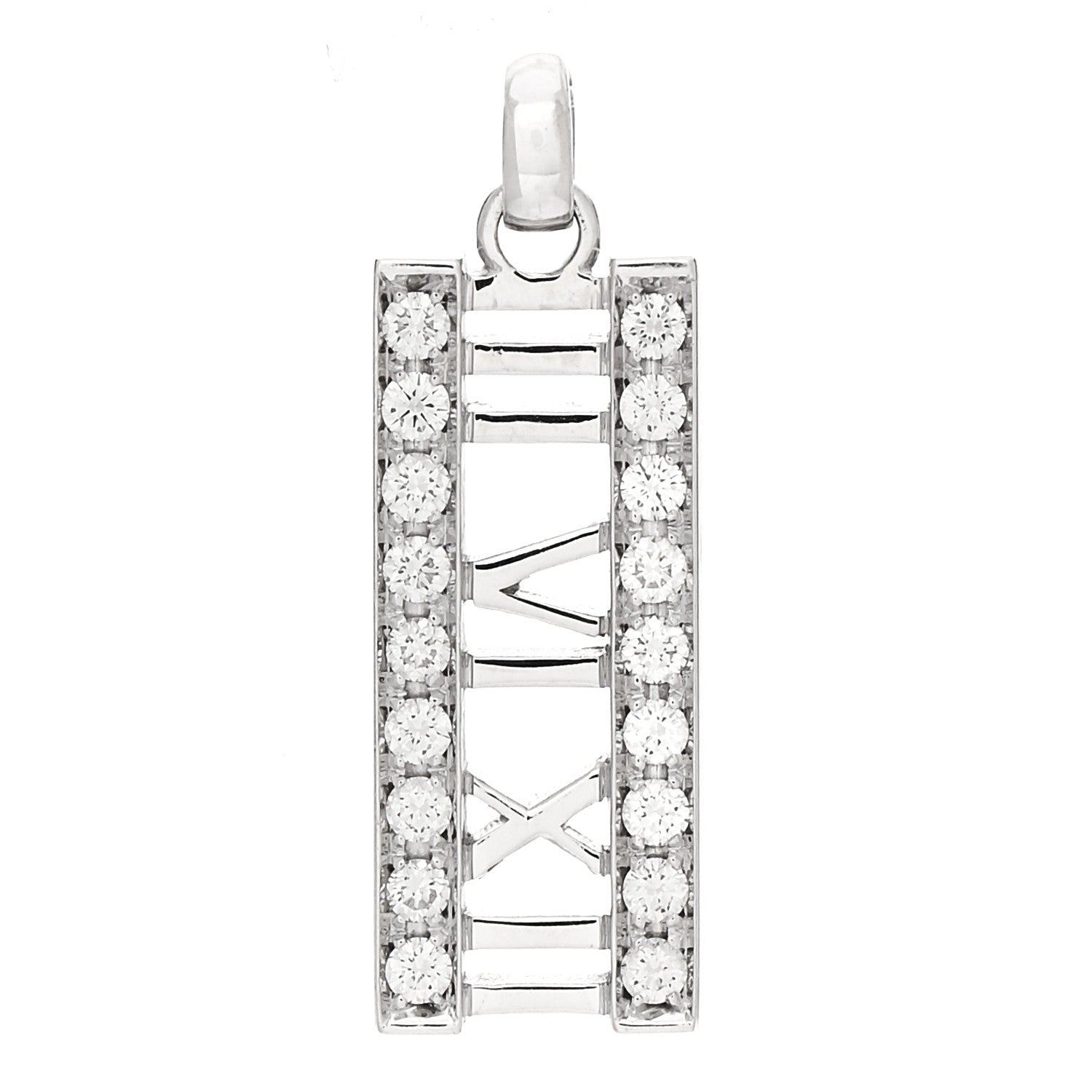 Tiffany 18K White Gold Diamond Atlas Bar Pendant 1 of 4