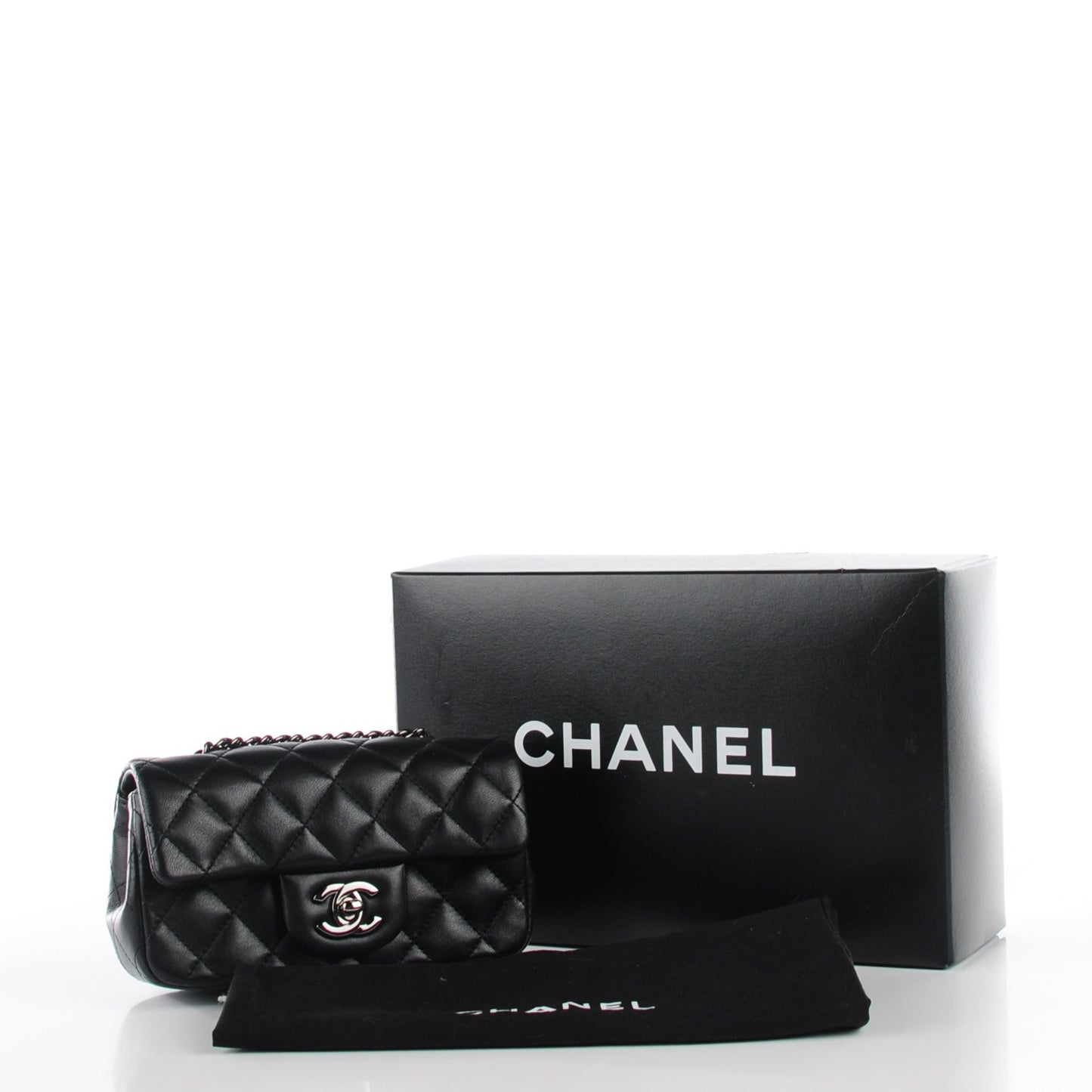 Lambskin Quilted Extra Mini Flap Black
