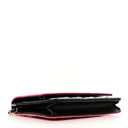 Chanel Patent Quilted Bi-Color Wallet On Chain WOC Pink Black 4 of 11
