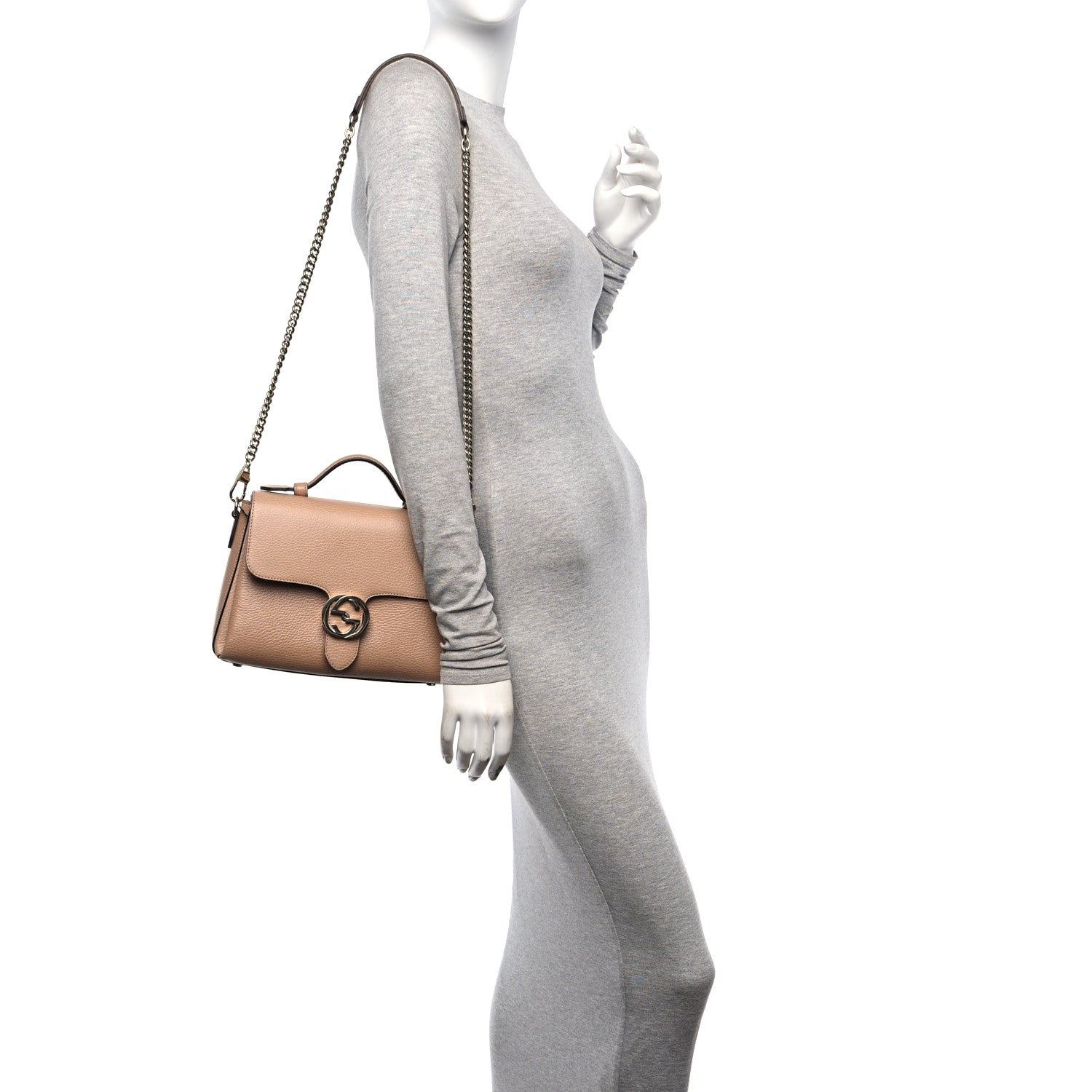 Gucci Dollar Calfskin Interlocking G Top Handle Shoulder Bag Camelia 2 of 10