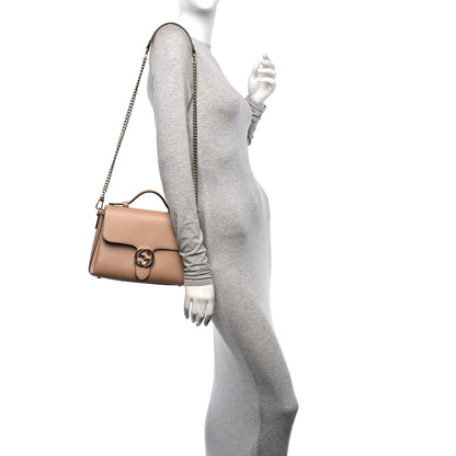 Gucci Dollar Calfskin Interlocking G Top Handle Shoulder Bag Camelia 2 of 10