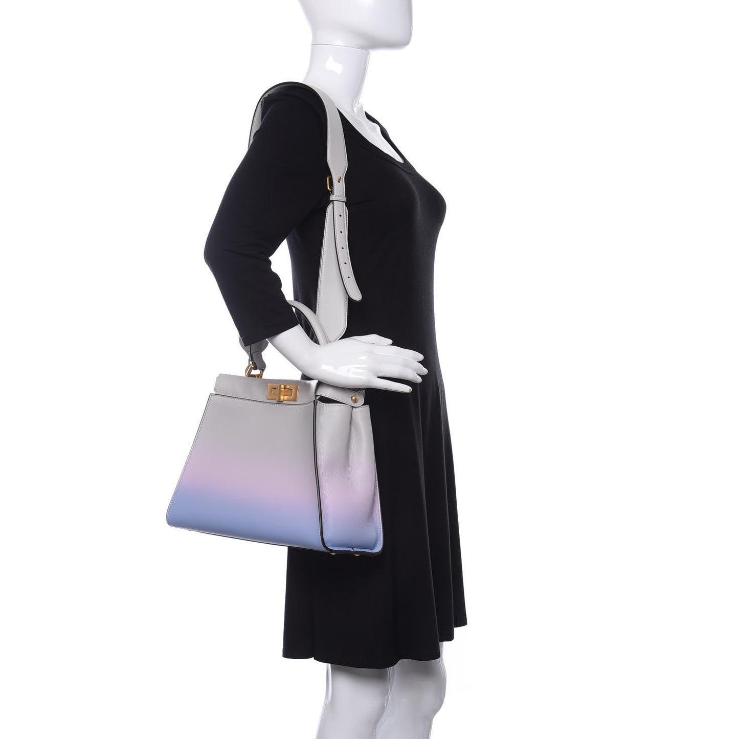 X JOSHUA VIDES Vitello Seta Shiny Nappa Degrade Medium Peekaboo Iconic Satchel Ghiaia Rosa Azzurro