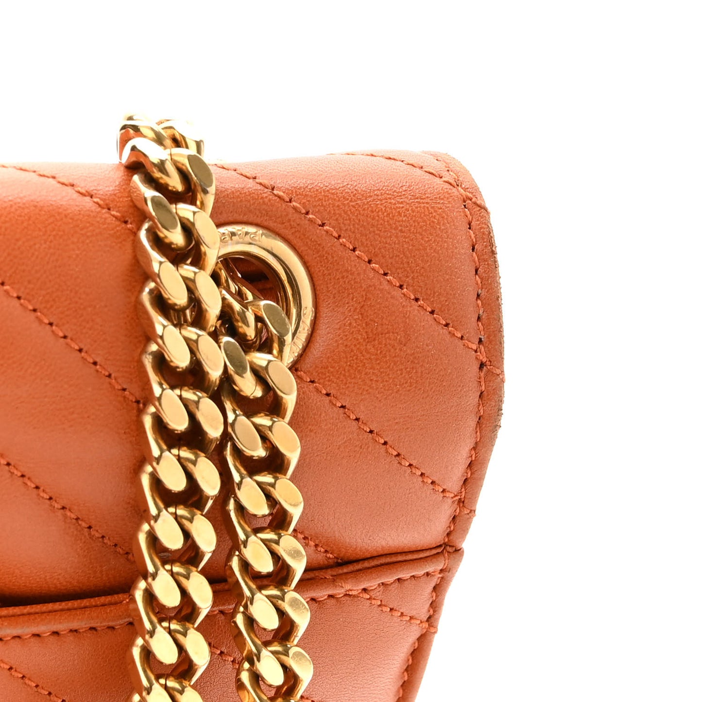 Smooth Calfskin Matelasse Chevron Medium Monogram Satchel Mandarine