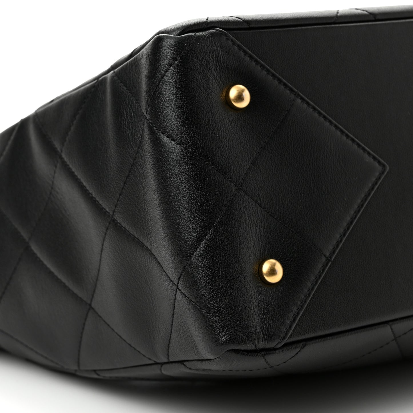 Calfskin Quilted Chain Shopping Tote Black