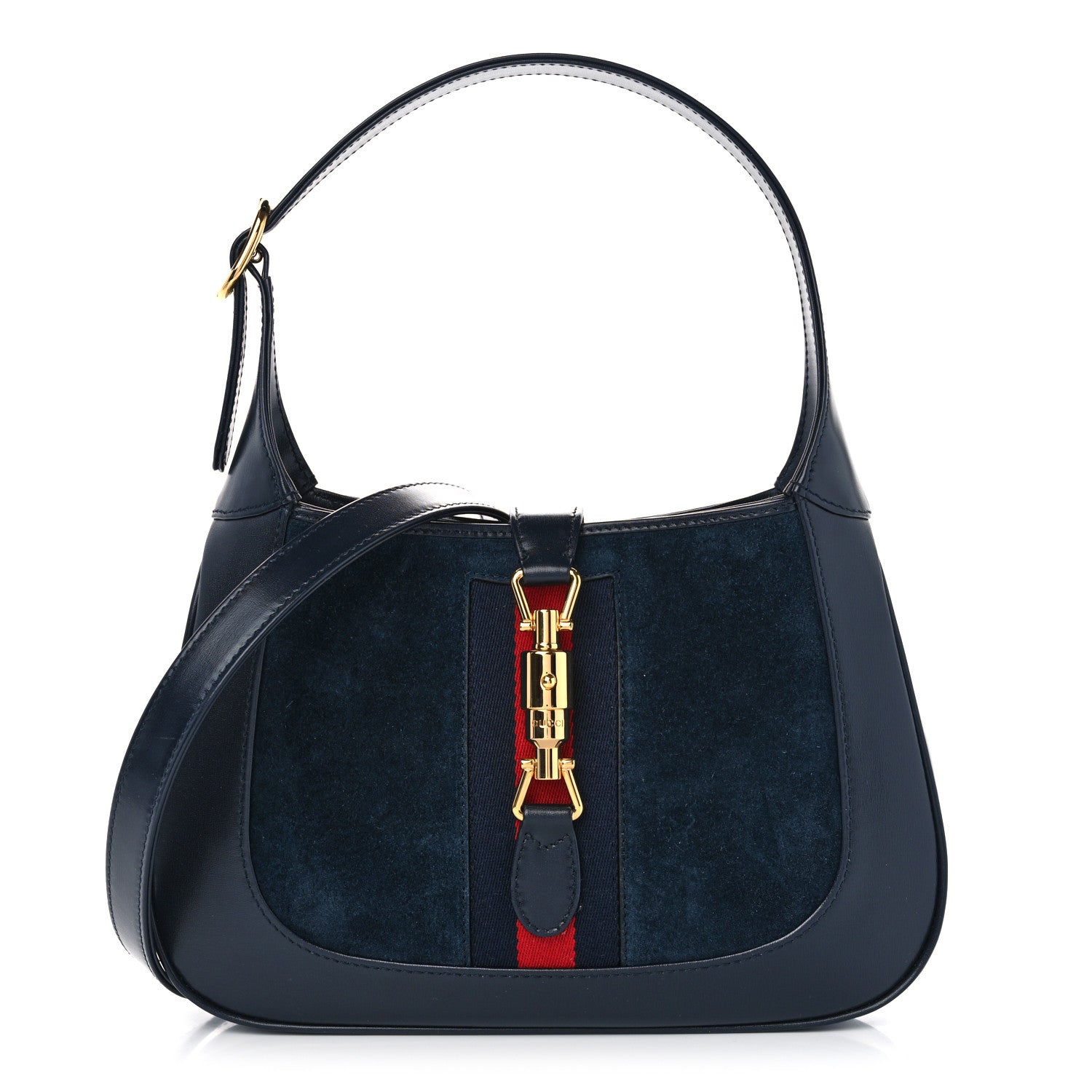Gucci Suede Boarded Dyana Lux Calfskin Suede Small Jackie 1961 Hobo Navy 1 of 10