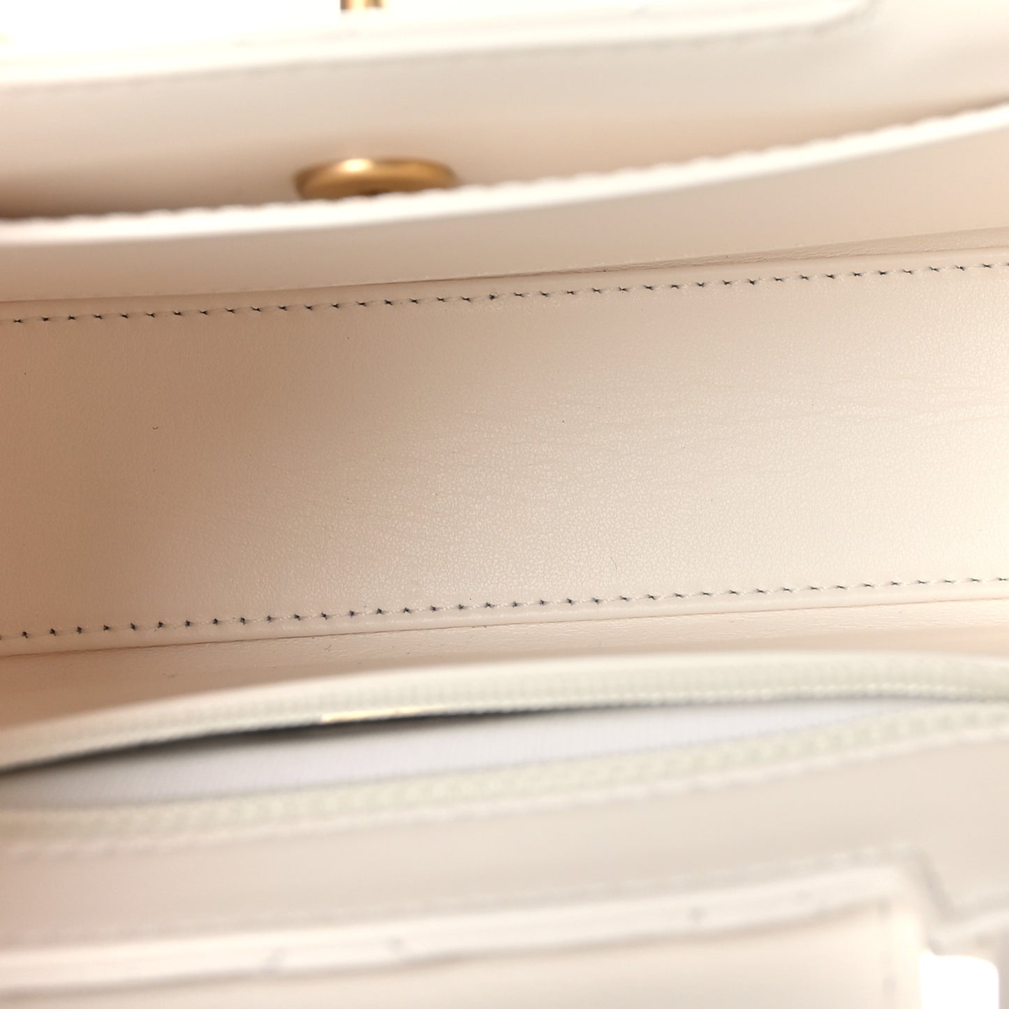Shiny Aged Calfskin Quilted Nano Kelly Shopper White