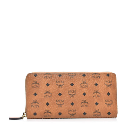 MCM Visetos Large Zip Around Wallet Cognac 1 of 9