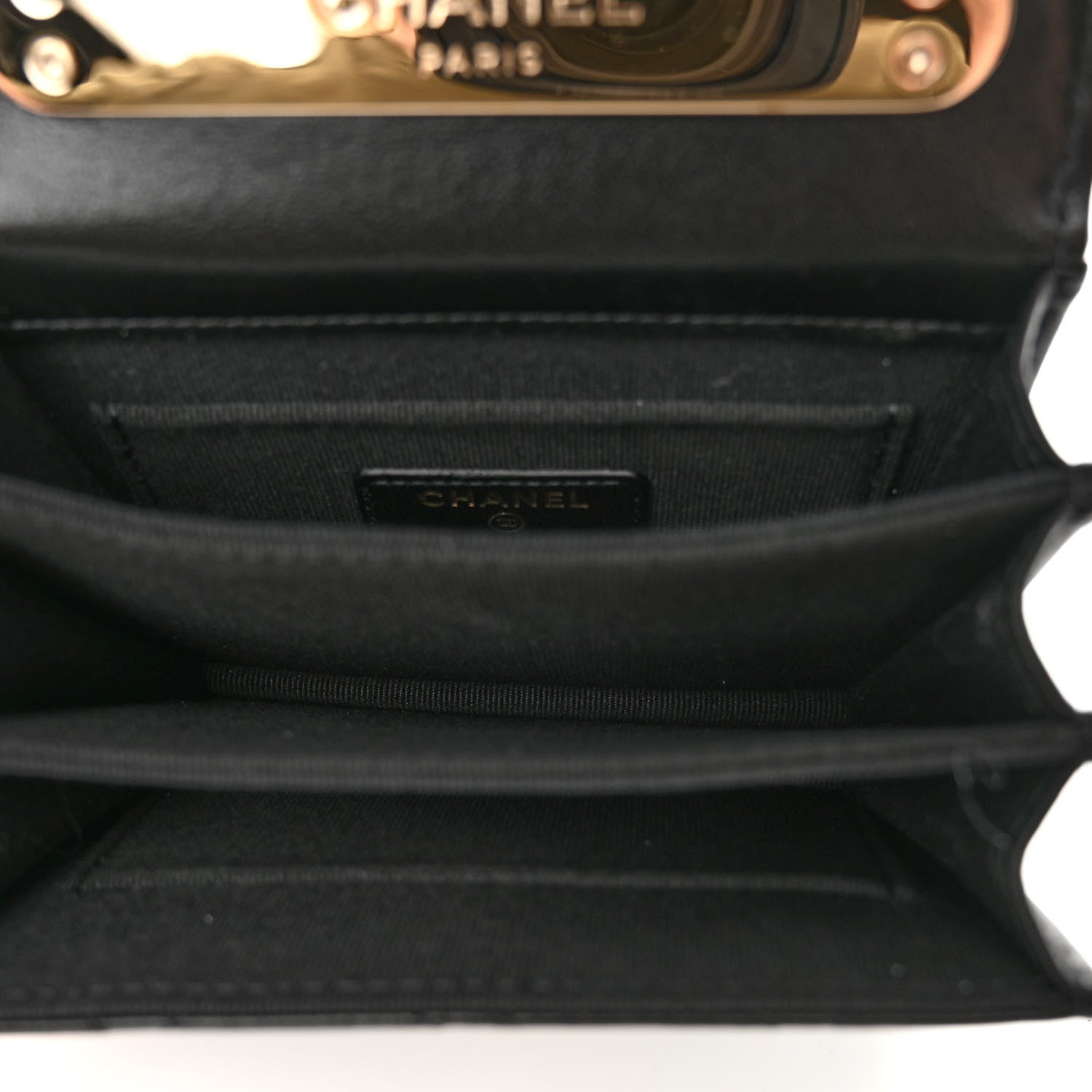 Chanel Lambskin Quilted Top Handle Flap Clutch With Chain Black 5 of 10