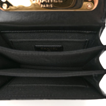 Chanel Lambskin Quilted Top Handle Flap Clutch With Chain Black 5 of 10