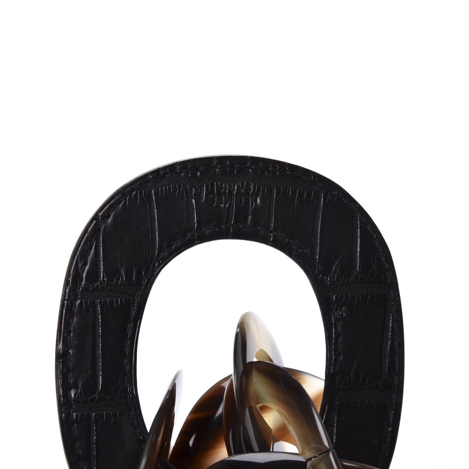 Hermes Buffalo Horn Alligator Isidore Necklace Black 6 of 8