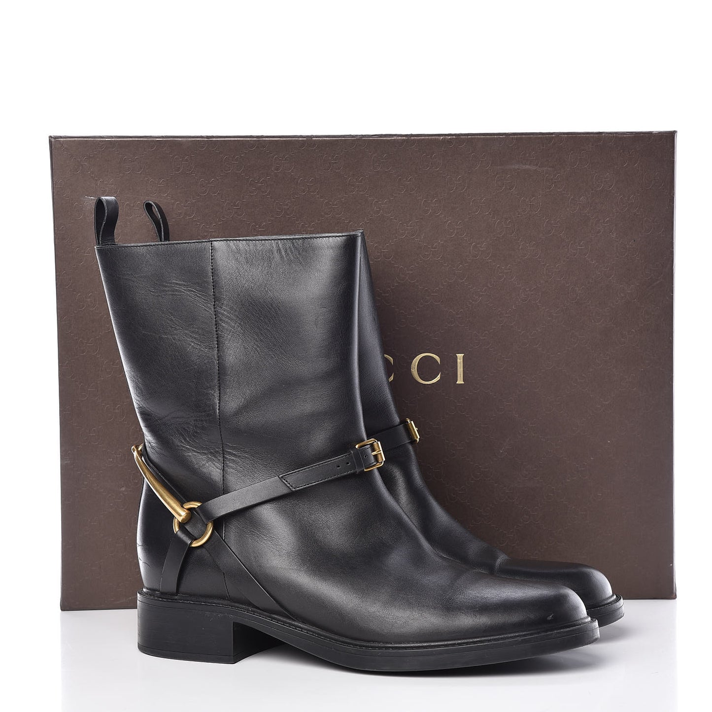 Calfskin Tess Horsebit Ankle Boots 42 Black