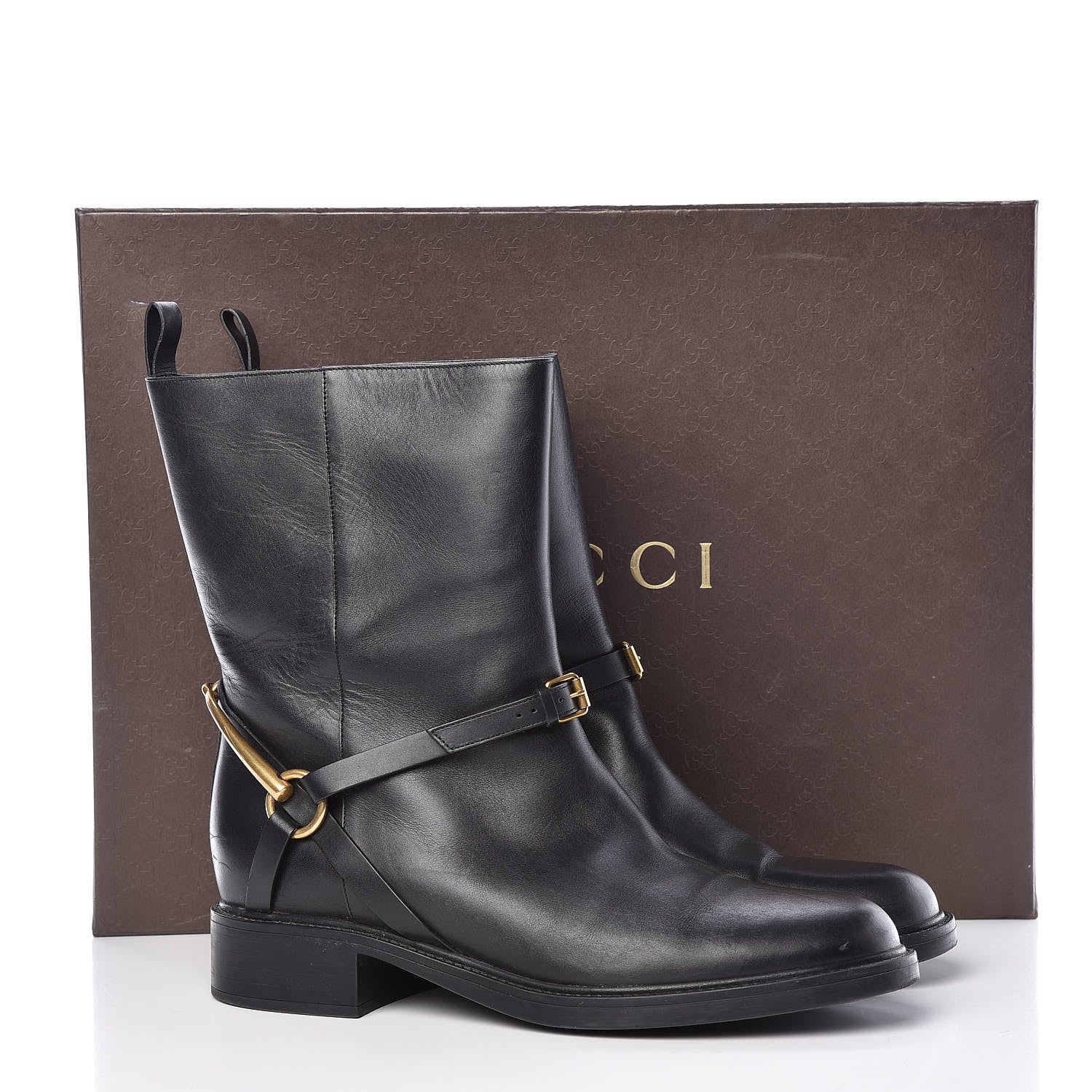 Gucci Calfskin Tess Horsebit Ankle Boots 42 Black 15 of 15
