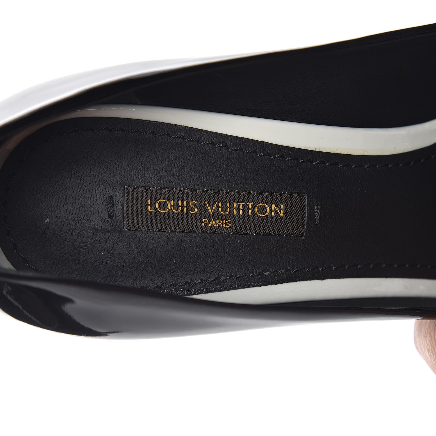 Louis Vuitton Patent Calfskin Eyeline Open Toe Pumps 36.5 Black 9 of 12