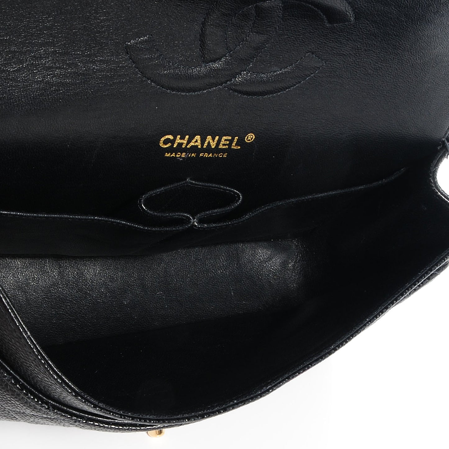 Caviar Quilted Medium Double Flap Black
