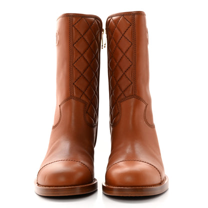 Chanel Calfskin CC Logo Mid Calf Boots 39 Caramel 2 of 15