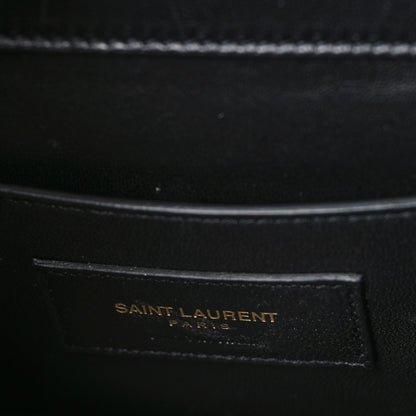 Saint Laurent Lambskin Matelasse Chevron Medium Monogram Satchel Black 6 of 8