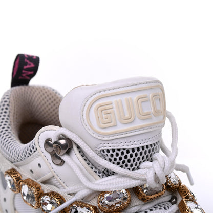 Gucci X SEGA Mesh Calfskin Suede Removable Crystals Womens Flashtrek Sneakers 38.5 Great White 15 of 23