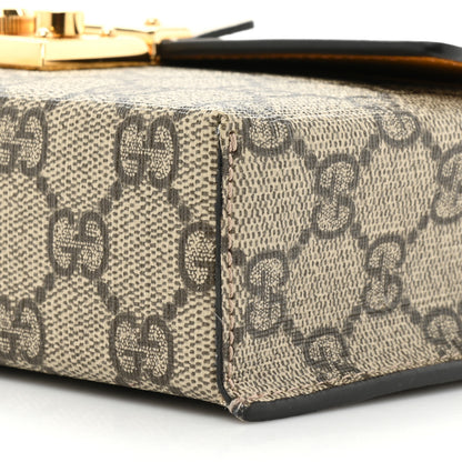 Gucci GG Supreme Monogram New Sakai Calfskin Mini Padlock Top Handle Shoulder Bag Beige Ebony Mystic White Sun Oil 8 of 18