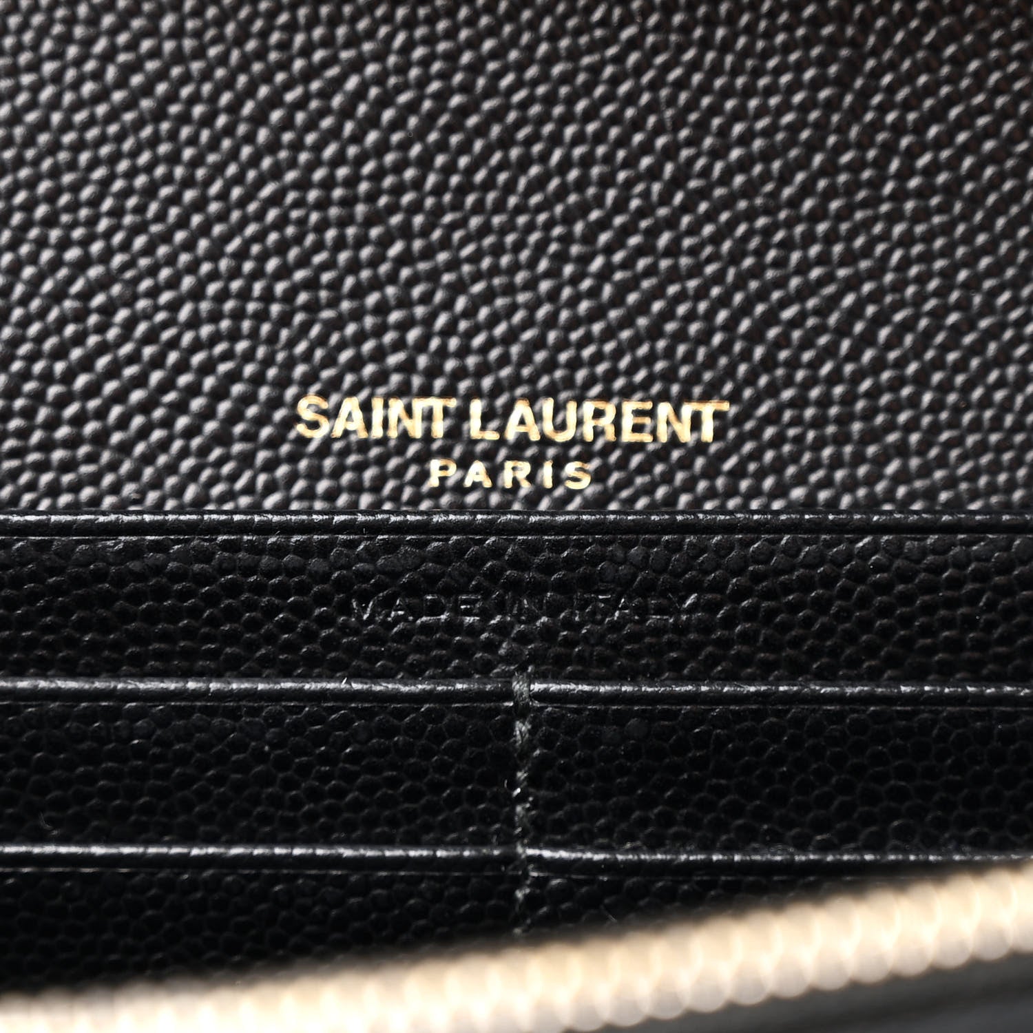 Saint Laurent Grain De Poudre Matelasse Chevron Monogram Chain Wallet Black 7 of 13