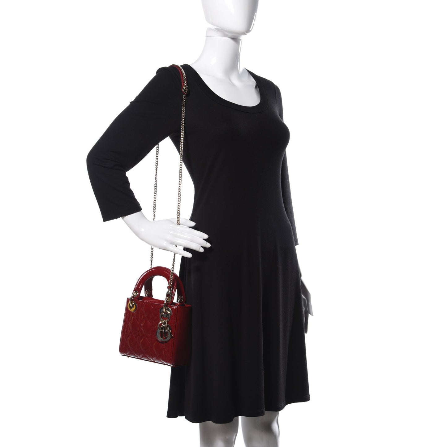 Patent Cannage Mini Lady Dior Red