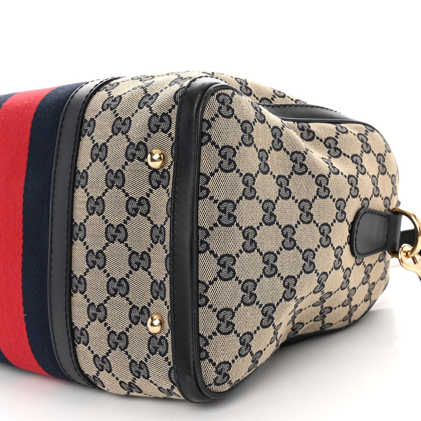 Monogram Selleria Calfskin Vintage Web Medium Boston Beige Blue