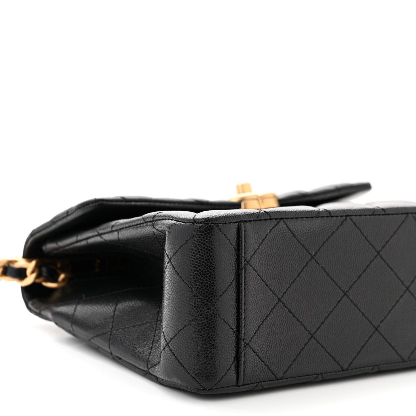 Caviar Quilted 31 Rue Cambon Top Handle Flap Black