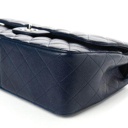 Chanel Caviar Quilted Jumbo Double Flap Navy Blue 10 of 12