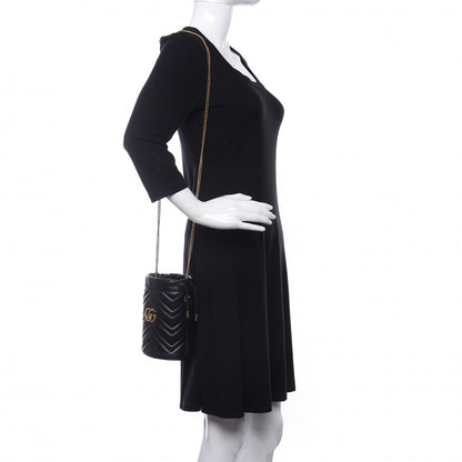 Gucci Calfskin Matelasse Mini GG Marmont 2.0 Bucket Bag Black 2 of 9