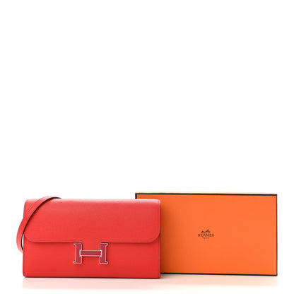 Hermes Epsom Enamel Constance Wallet To Go Rouge De Coeur Rubis 11 of 11