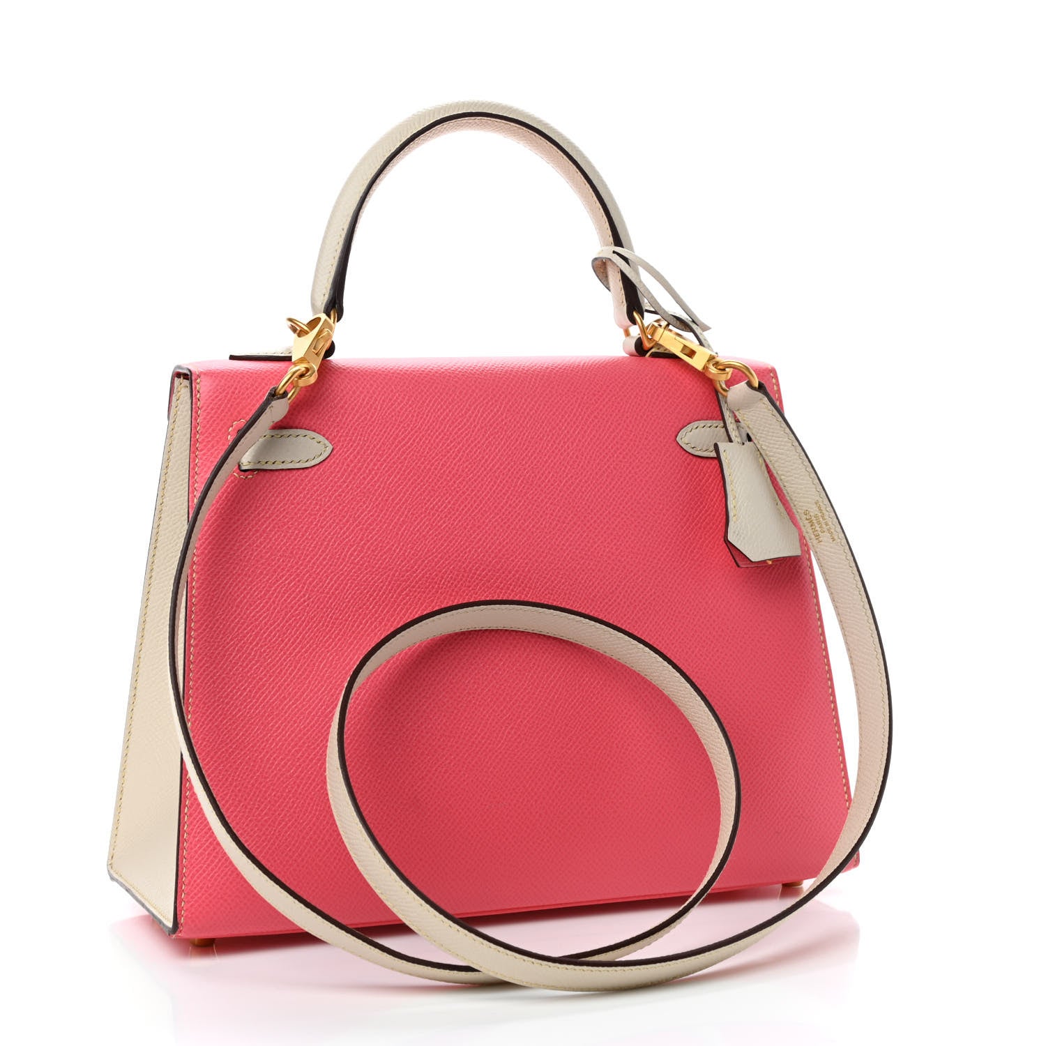 Hermes Epsom Bi-Color Horseshoe Kelly Sellier 25 Rose Azalee Craie 2 of 13