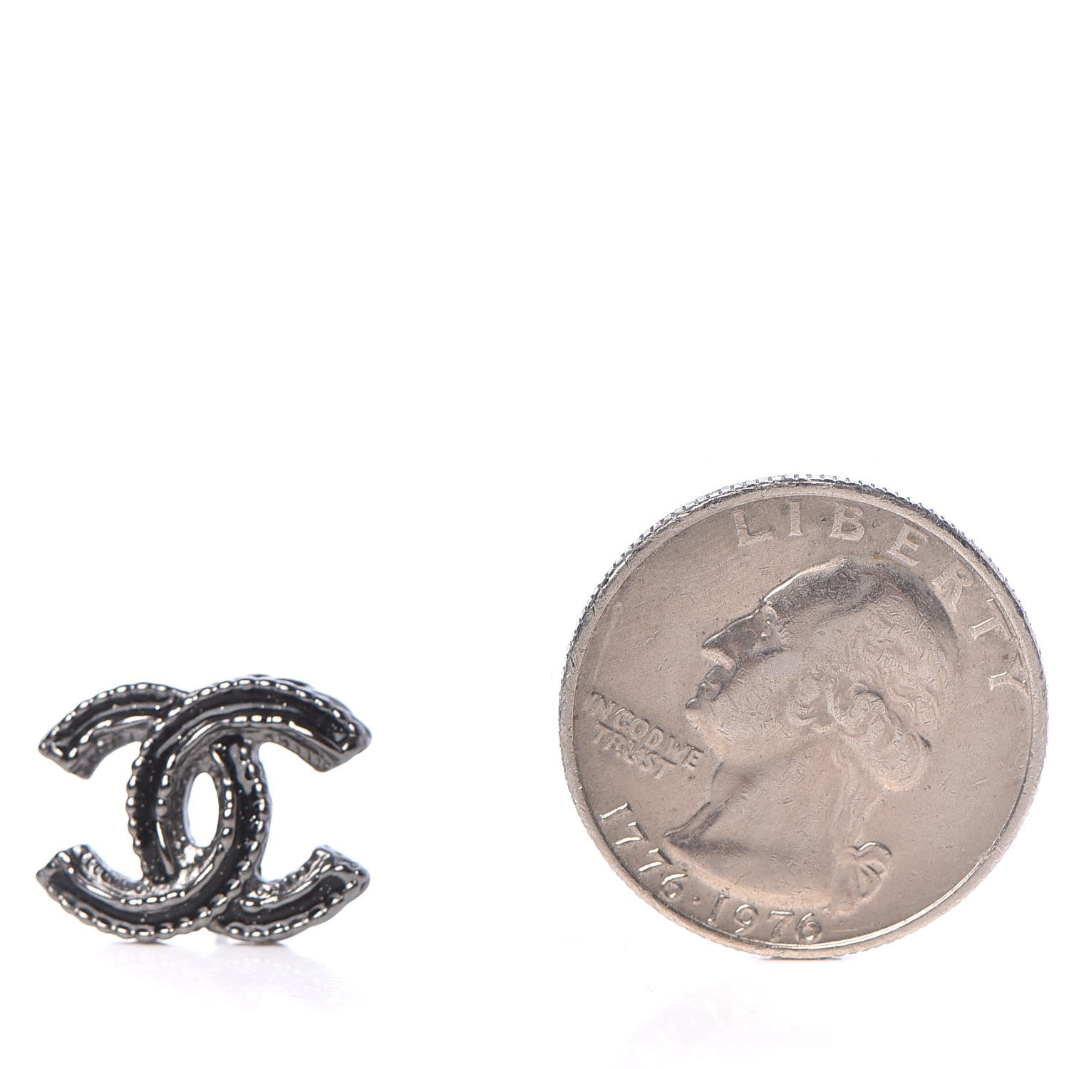 Chanel Ruthenium Enamel CC Earrings Black 2 of 7