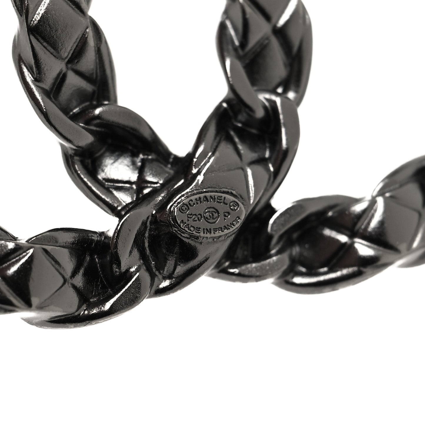 Quilted CC Brooch Ruthenium