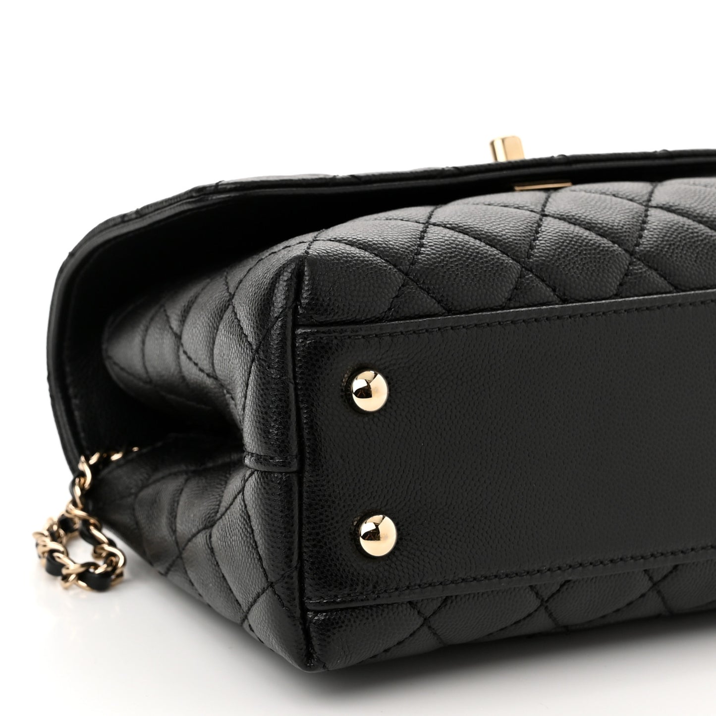 Caviar Quilted Mini Coco Handle Flap Black