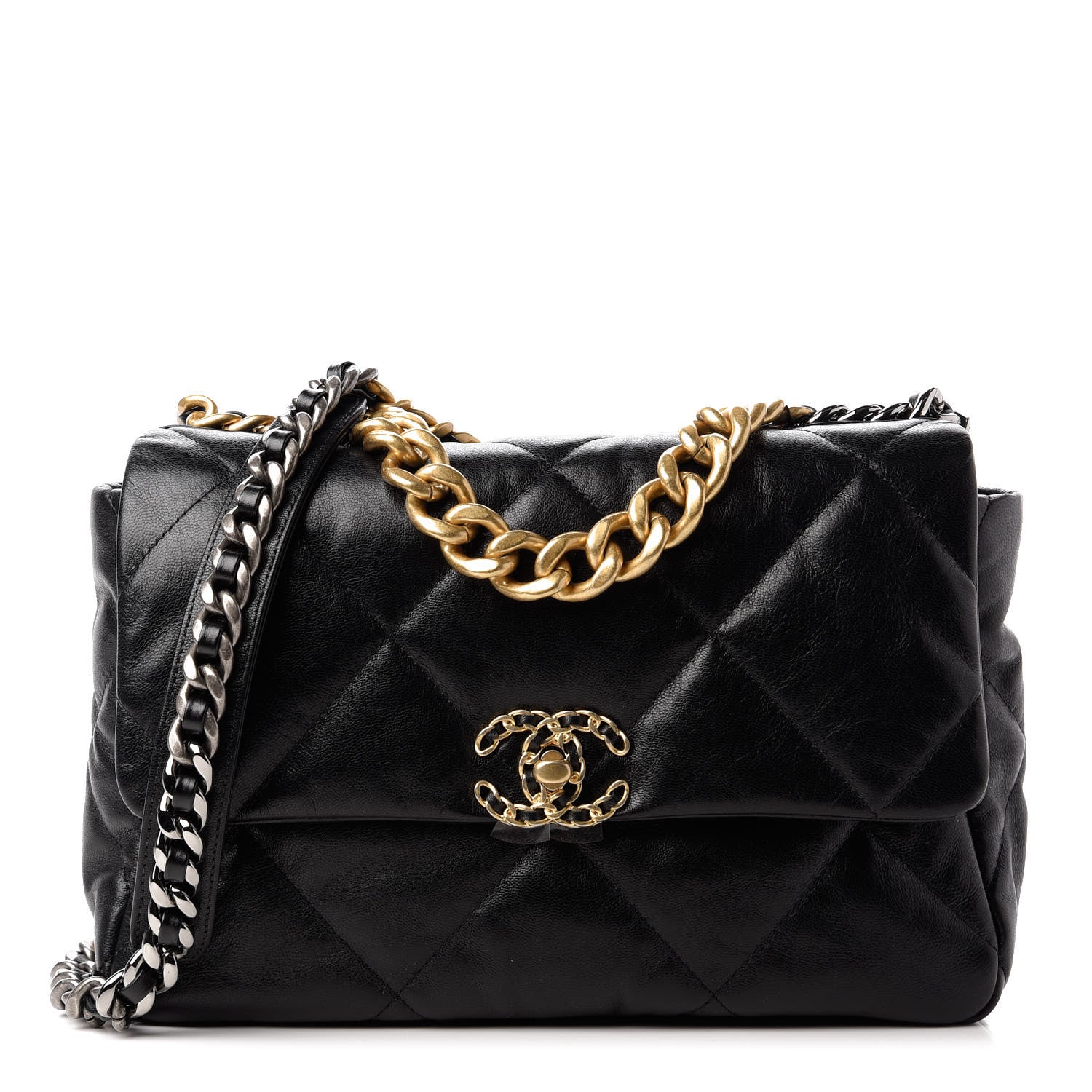 Chanel Goatskin Quilted Large Chanel 19 Flap Black 1 of 11