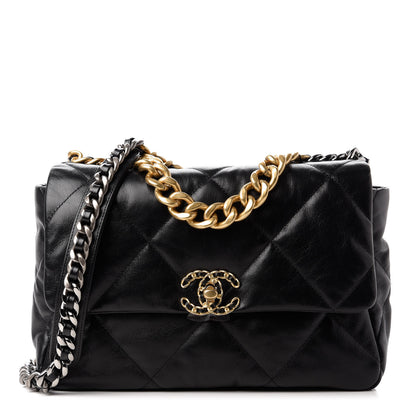 Chanel Goatskin Quilted Large Chanel 19 Flap Black 1 of 11