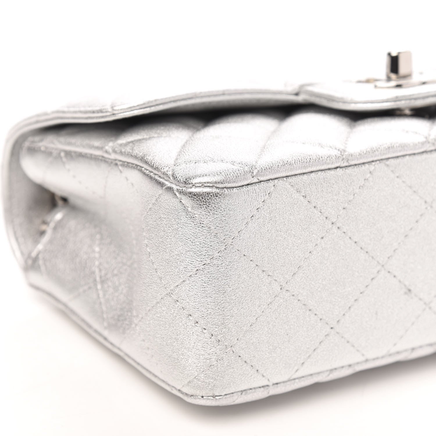 Chanel Metallic Lambskin Quilted Mini Rectangular Flap Silver 8 of 10