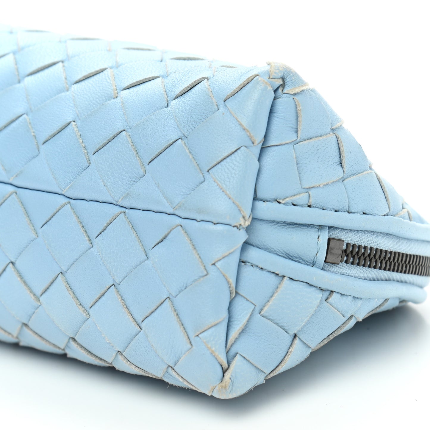 Nappa Intrecciato Small Cosmetic Pouch Light Blue