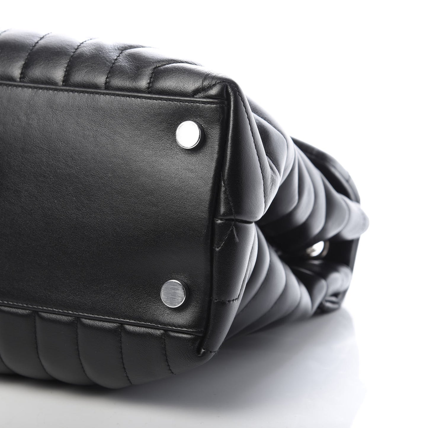 Calfskin Y Quilted Monogram Large Loulou Chain Satchel Black