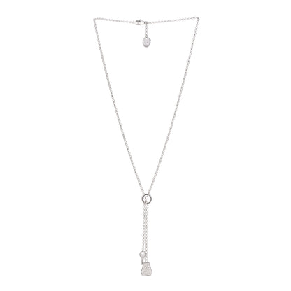 Hermes 18K White Gold Diamond PM Kelly Clochette Necklace 3 of 4