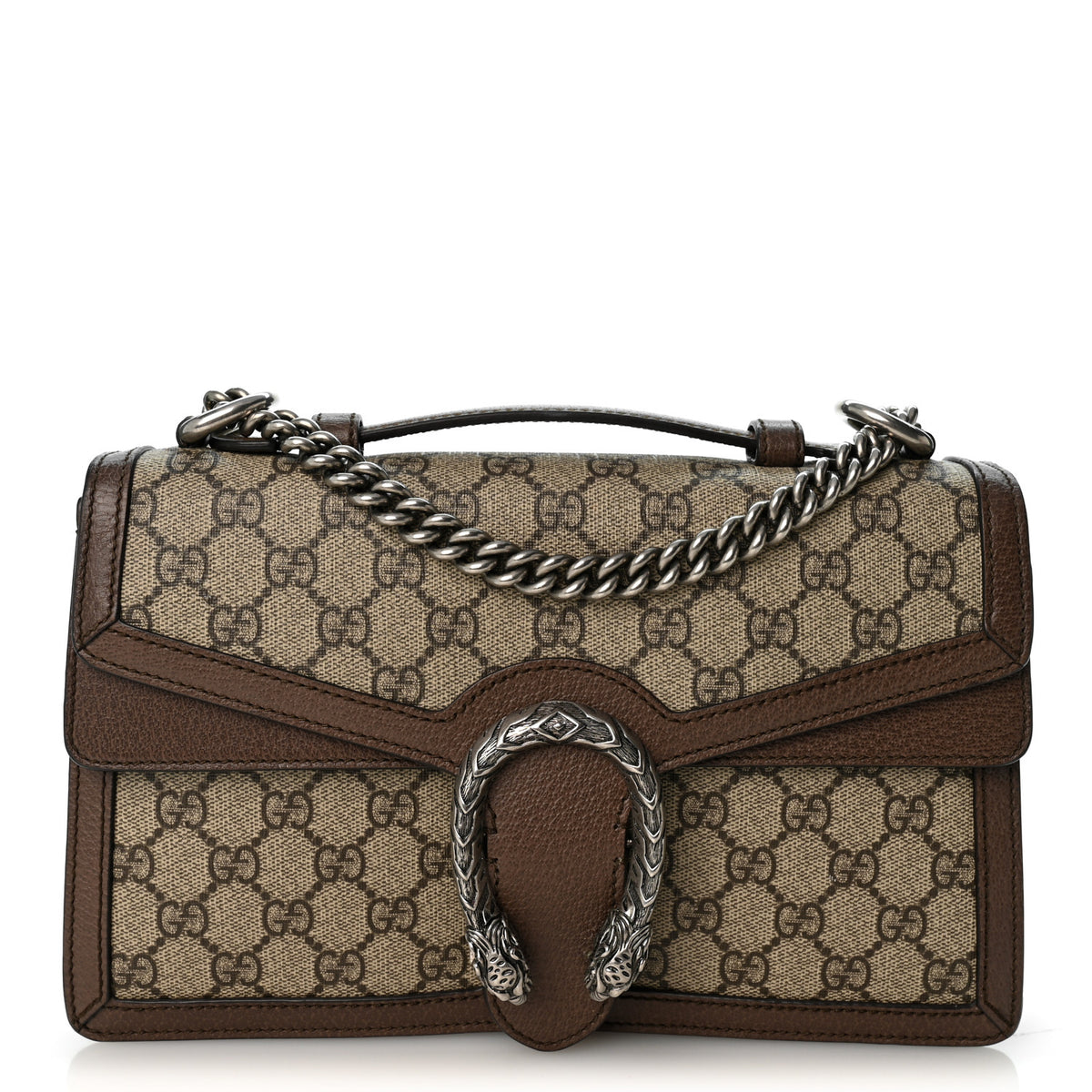 Gucci GG Supreme Monogram Textured Dollar Calfskin Top Handle Dionysus Shoulder Bag Beige Ebony New Acero 2 of 21